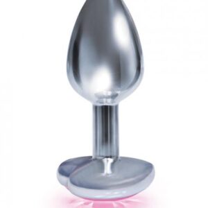 The Silver Starter Heart Bejeweled Steel Plug Pink