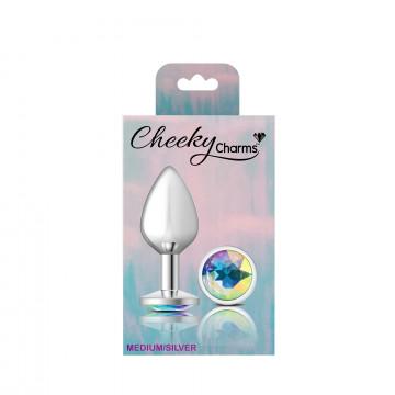 Cheeky Charms Round Clear Iridescent Medium Silver Plug - Image 3