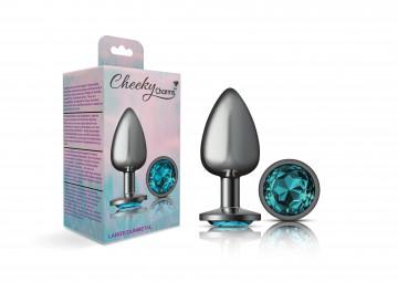 Cheeky Charms Round Teal Large Gunmetal Butt Plug - Image 3