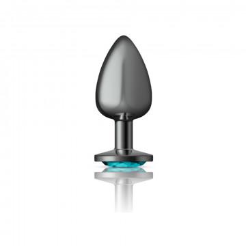 Cheeky Charms Round Teal Large Gunmetal Butt Plug - Image 4