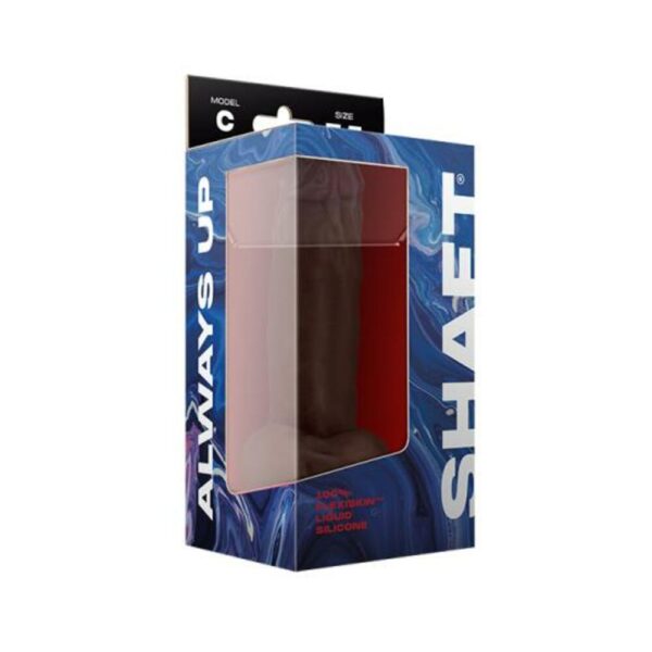 Shaft Model C Liquid Silicone Dong With Balls 7.5 In. Mahogany - Image 3