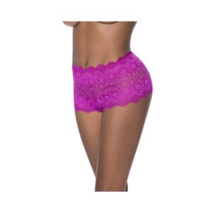 Magic Silk Berrylicious Split Crotch Lace Boyshort Raspberry S/m
