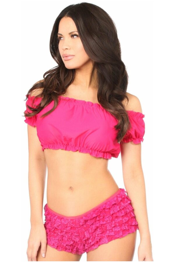 Fuchsia Short Sleeve Peasant Top - Daisy Corsets