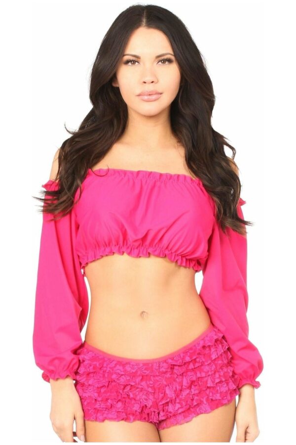 Fuchsia Long Sleeve Peasant Top - Daisy Corsets