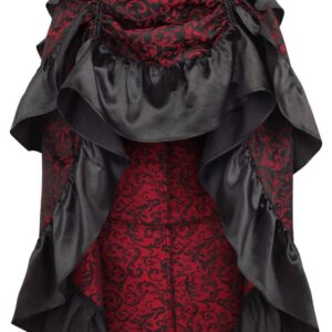 Red/Black Brocade Adjustable High Low Bustle Skirt