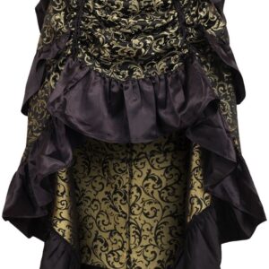 Gold/Black Brocade Adjustable High Low Bustle Skirt