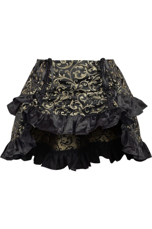 Gold/Black Brocade Ruched Bustle Skirt