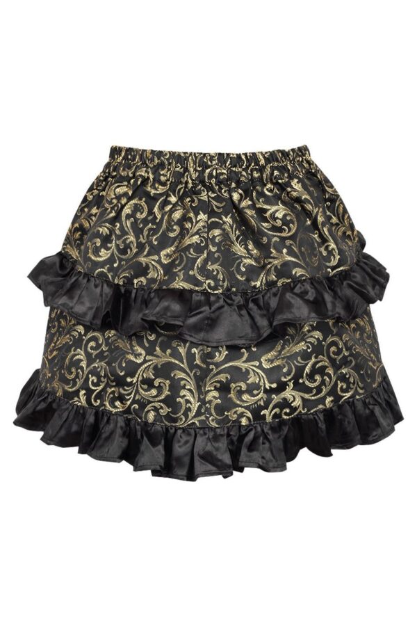 Gold/Black Brocade Ruched Bustle Skirt - Image 3