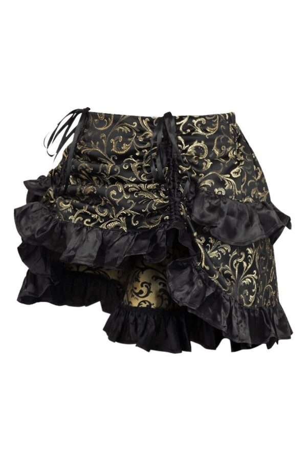 Gold/Black Brocade Ruched Bustle Skirt - Image 2