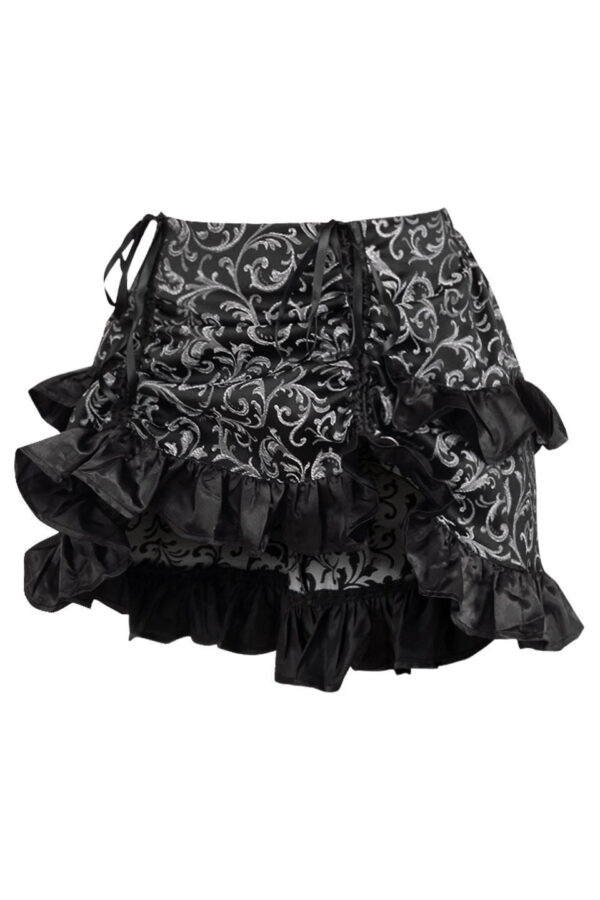 Silver/Black Brocade Ruched Bustle Skirt - Image 2