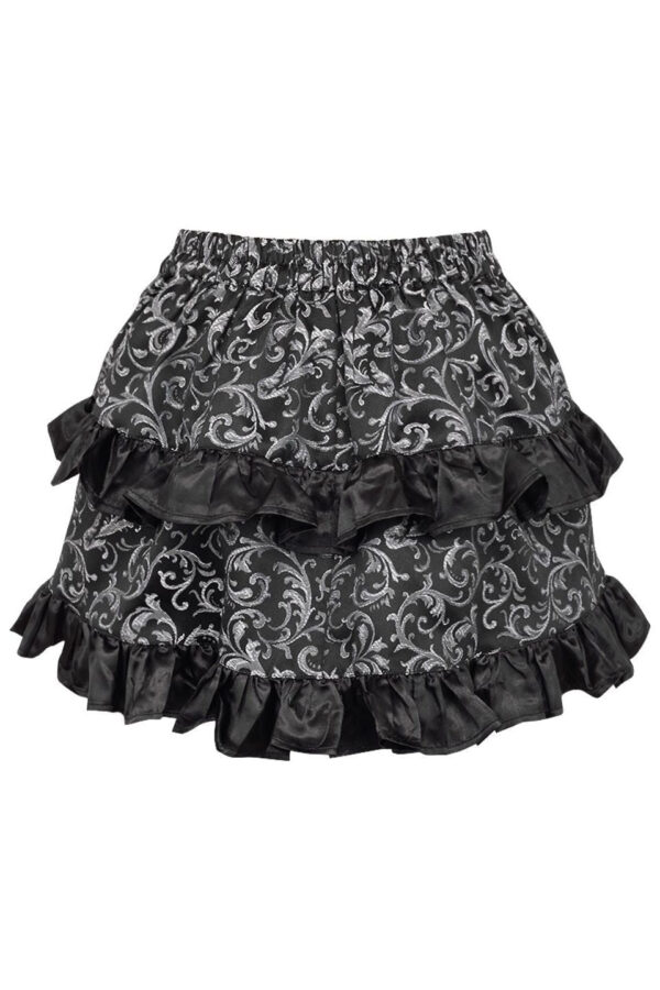 Silver/Black Brocade Ruched Bustle Skirt - Image 3