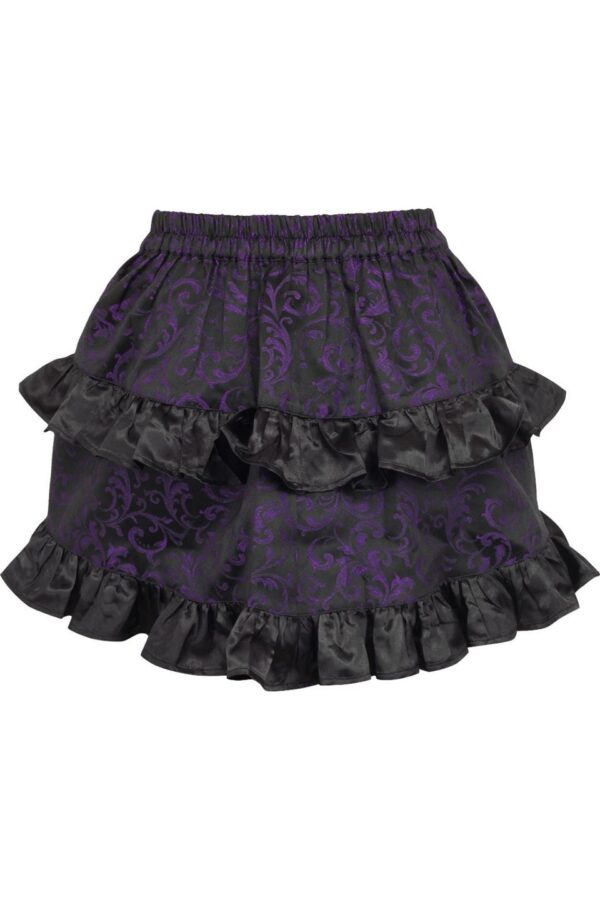 Purple/Black Brocade Ruched Bustle Skirt - Image 3