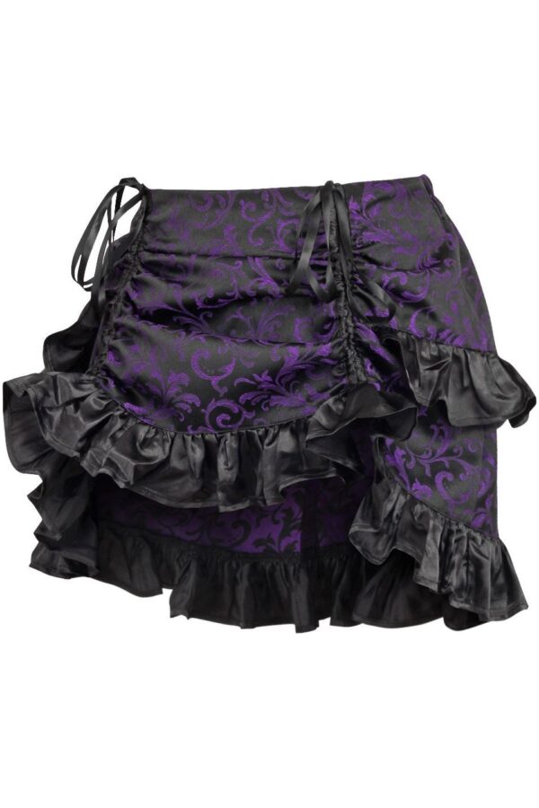 Purple/Black Brocade Ruched Bustle Skirt - Image 2