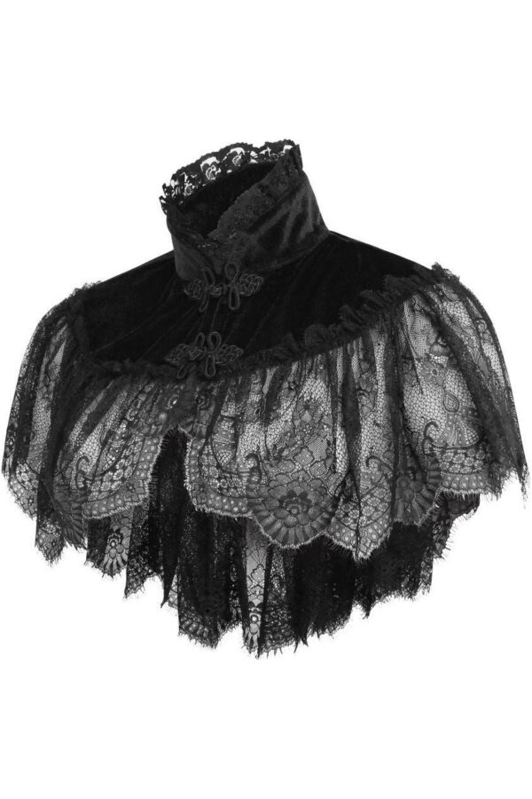 Black Velvet & Lace Capelet - Image 2