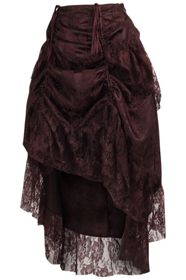 Brown Lace Adjustable High Low Bustle Skirt - Image 2