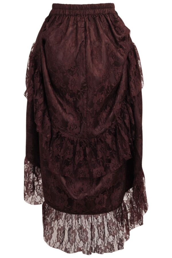 Brown Lace Adjustable High Low Bustle Skirt - Image 3