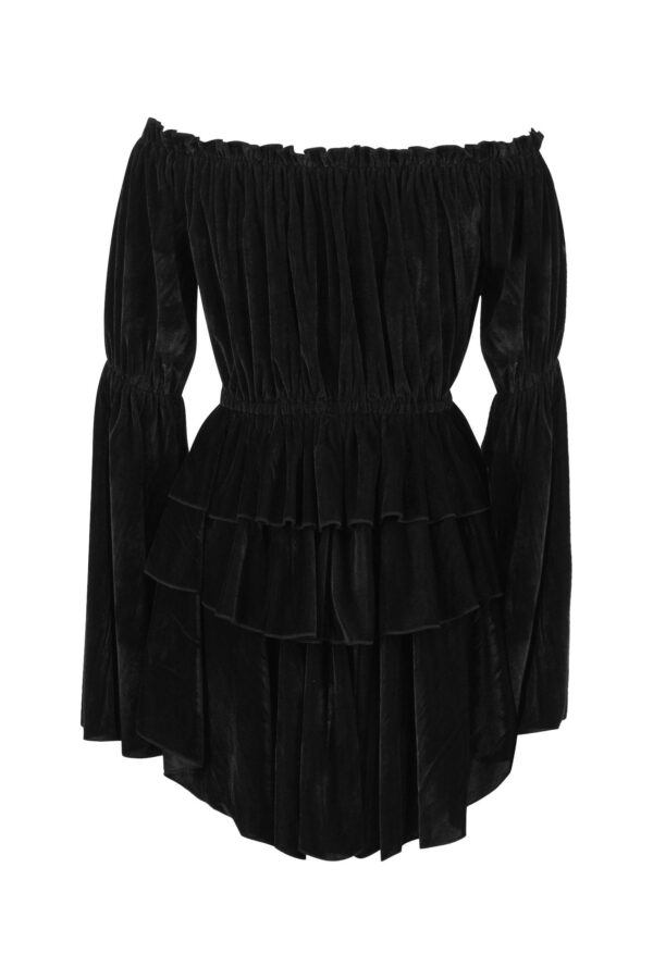 Black Velvet Ruffle Dress - Image 3
