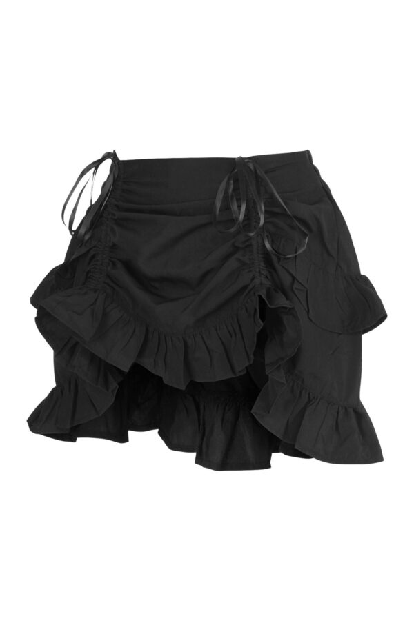 Black Crepe Ruched Bustle Skirt - Image 2