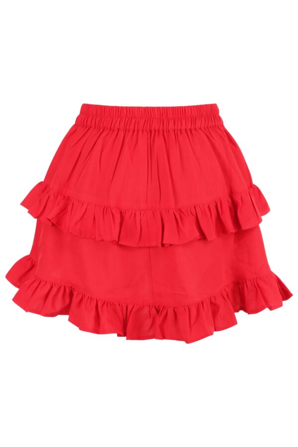 Red Crepe Ruched Bustle Skirt - Image 3