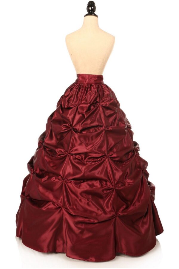 Wine Satin Pick-Up Long Skirt - Image 2