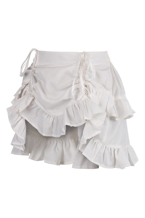White Crepe Ruched Bustle Skirt - Image 2