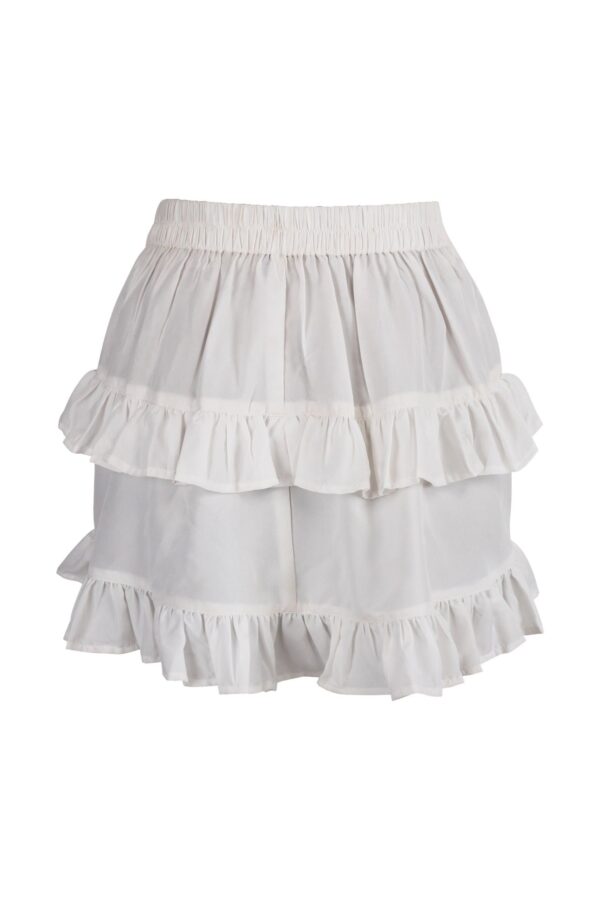 White Crepe Ruched Bustle Skirt - Image 3