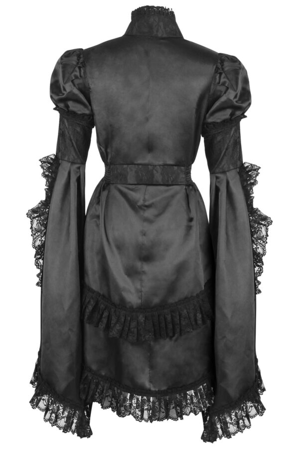 Black Satin & Lace Ruffled Jacket - Image 3