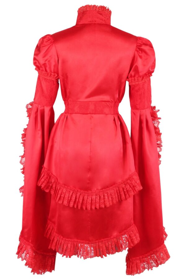 Red Satin & Lace Ruffled Jacket - Image 3
