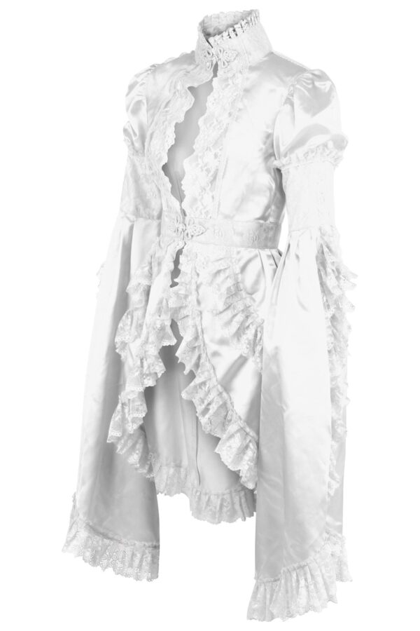 White Satin & Lace Ruffled Jacket - Image 2