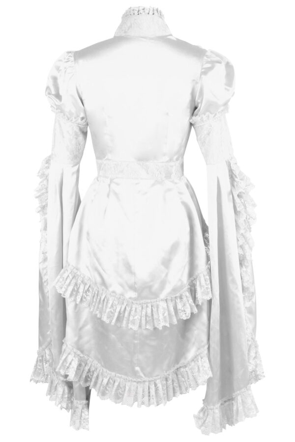 White Satin & Lace Ruffled Jacket - Image 3