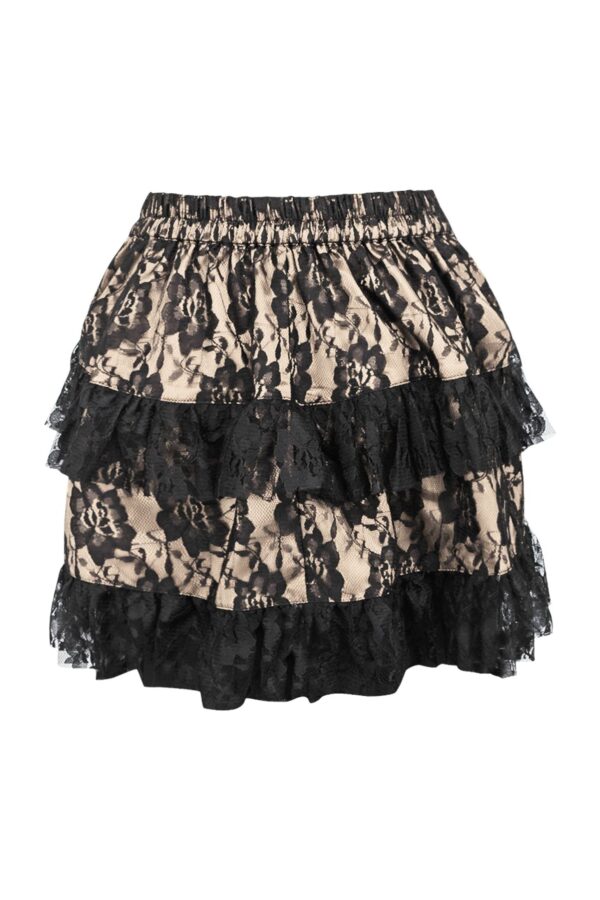 Tan/Black Lace Ruched Bustle Skirt - Image 3