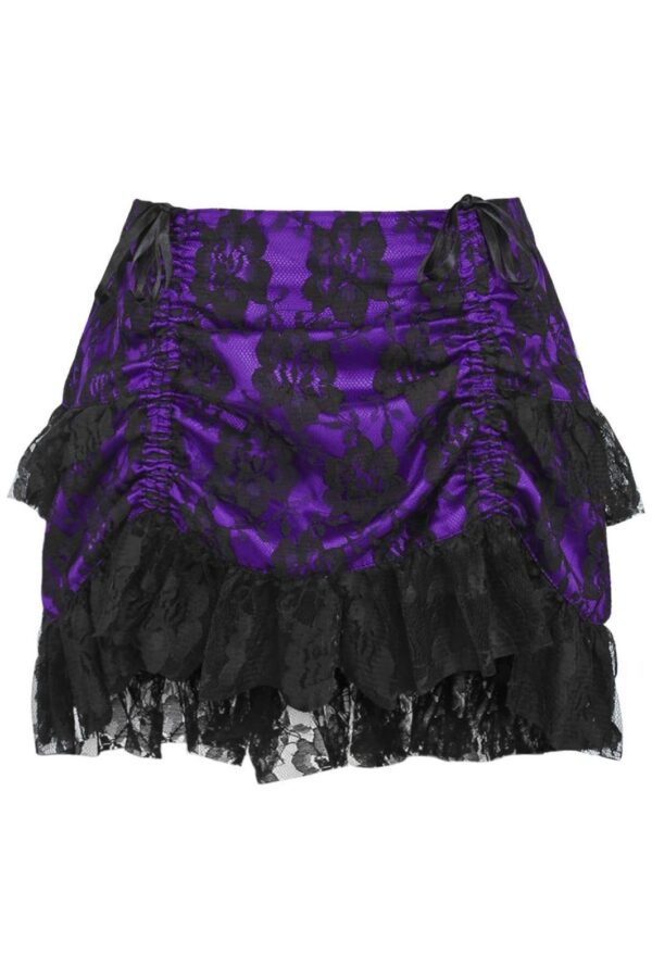 Purple/Black Lace Ruched Bustle Skirt