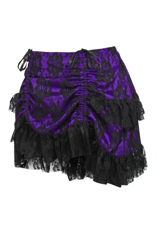 Purple/Black Lace Ruched Bustle Skirt - Image 2