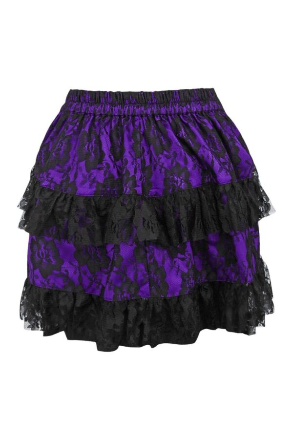 Purple/Black Lace Ruched Bustle Skirt - Image 3