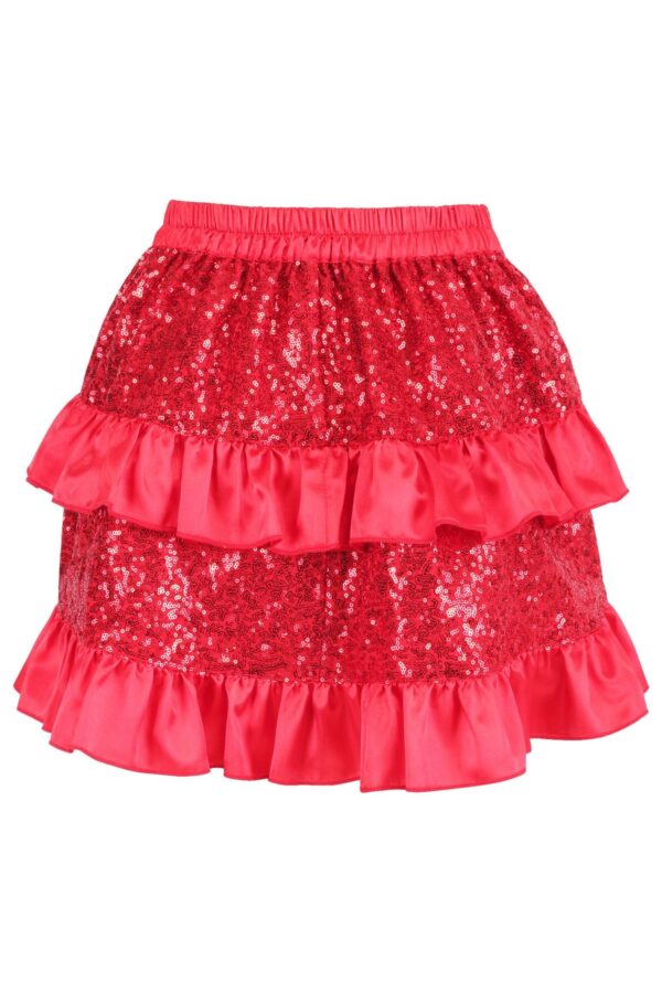 Red Sequin Ruched Bustle Skirt - Image 3