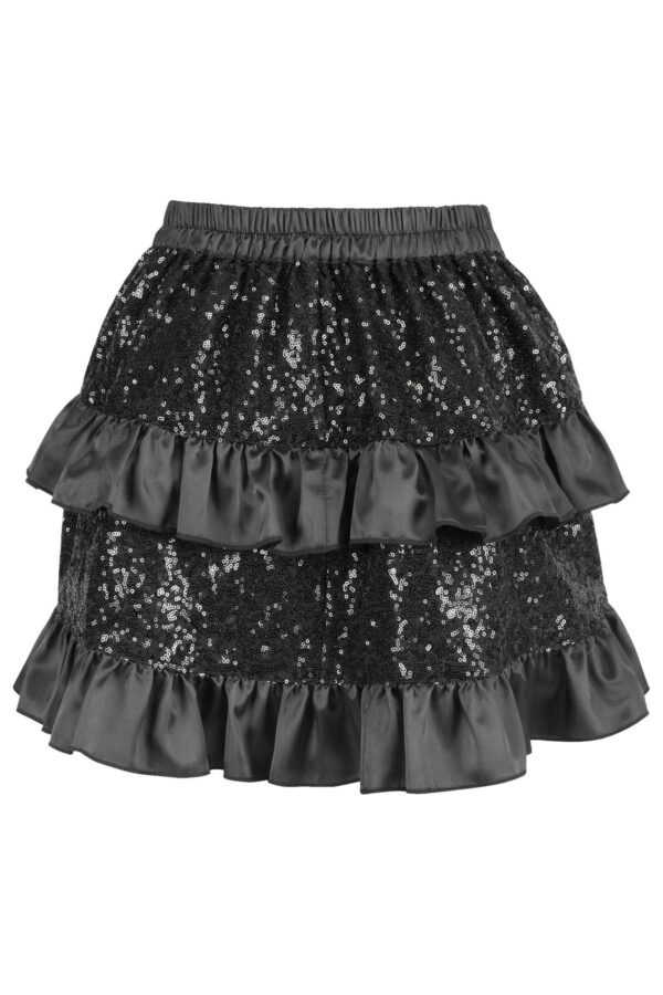 Black Sequin Ruched Bustle Skirt - Image 3