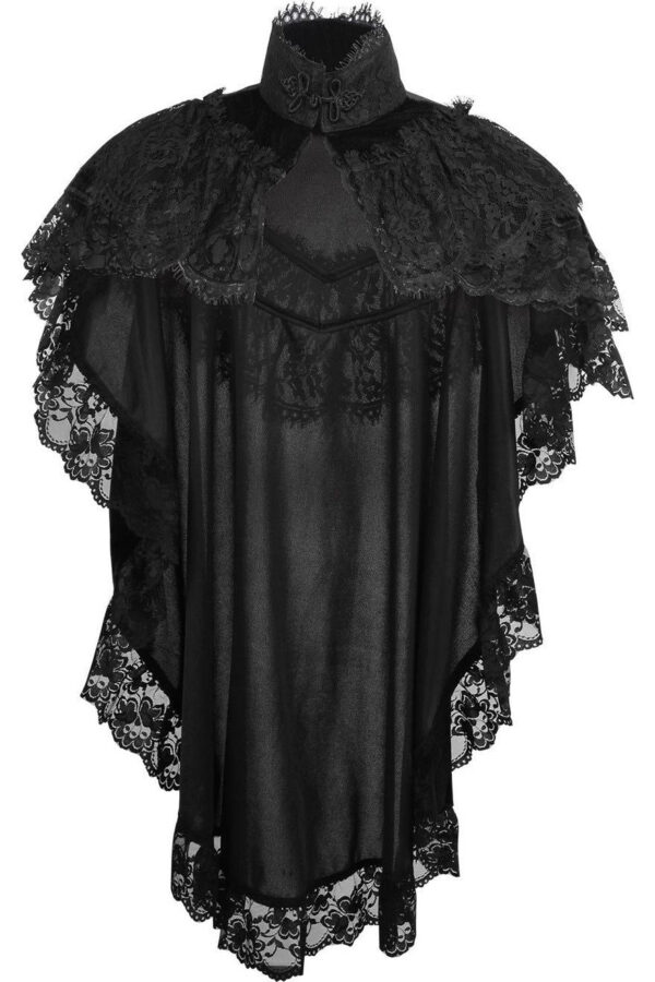 Tapered Black Velvet & Lace Capelet