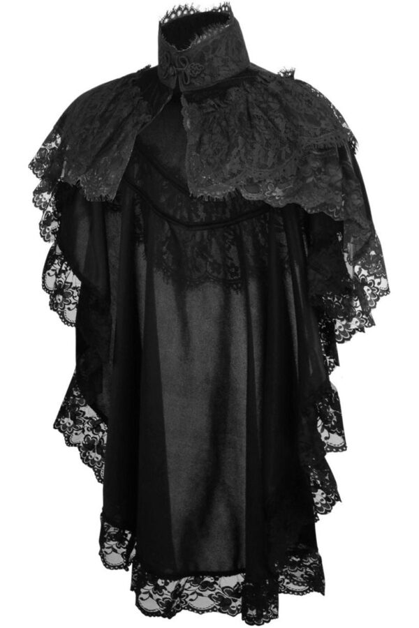 Tapered Black Velvet & Lace Capelet - Image 2