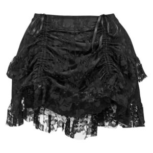 Black Lace Ruched Bustle Skirt