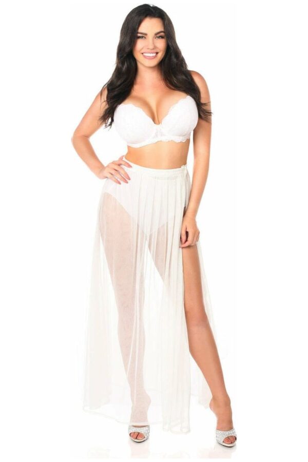 White/Silver Sheer Glitter Skirt - Image 3