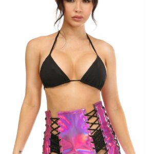 Fuchsia Holo Lace-Up Skirt - Daisy Corsets