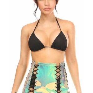 Mint Holo Lace-Up Skirt - Daisy Corsets