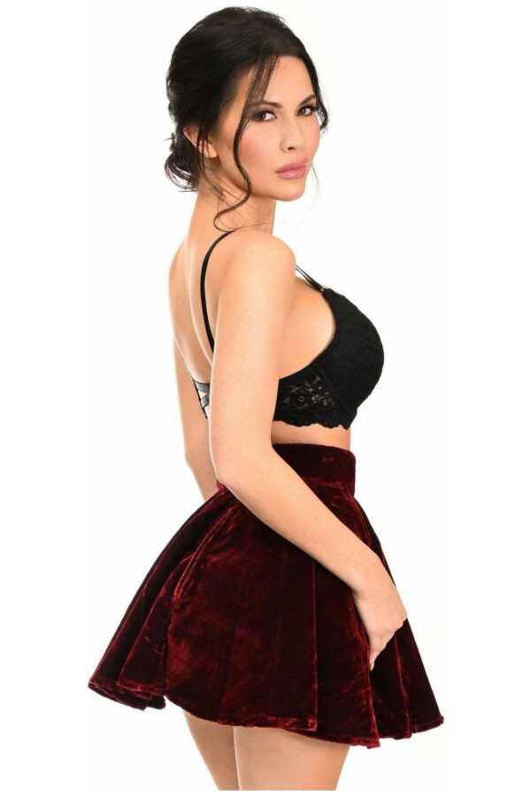 Dark Red Crushed Velvet Skirt - Daisy Corsets