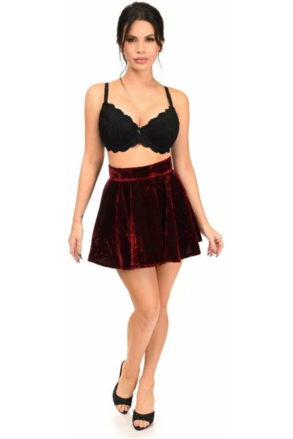 Dark Red Crushed Velvet Skirt - Daisy Corsets