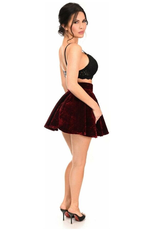 Dark Red Crushed Velvet Skirt - Daisy Corsets