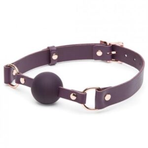 Fifty Shades Cherished Leather Ball Gag Purple
