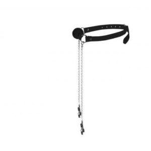 Ball Gag With Nipple Clamps Black
