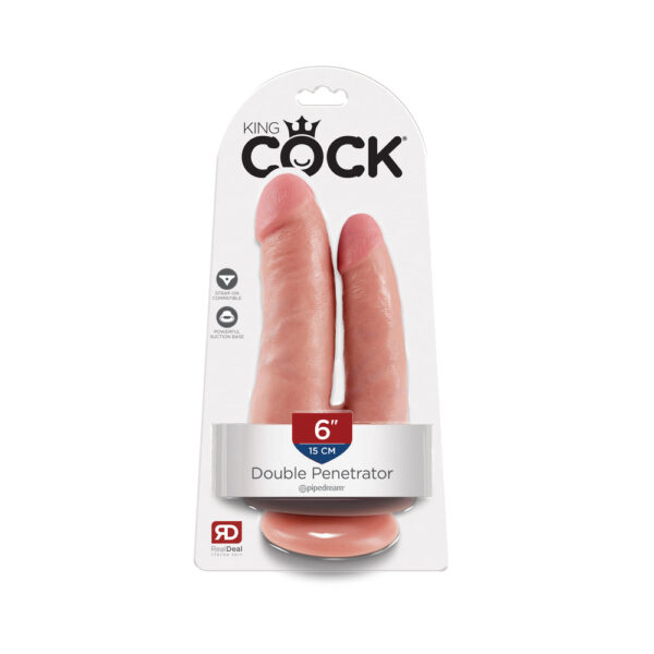 King Cock Double Penetrator Dildo Beige - Image 2