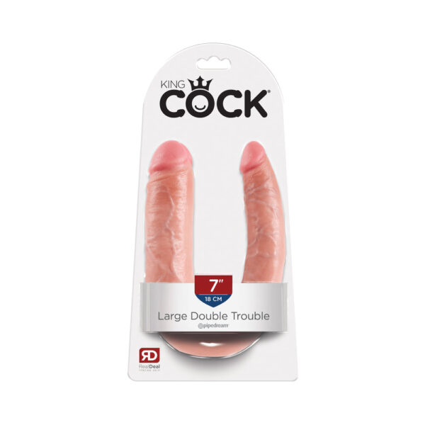 U Shaped Large Double Trouble Dildo - Beige - Image 2