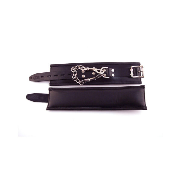 Rouge Padded Leather Wrist Cuffs Black - Image 2